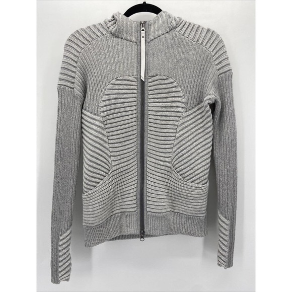 lululemon athletica Tops - Lululemon Gray Ribbed Zip Embrace Hoodie Cardigan